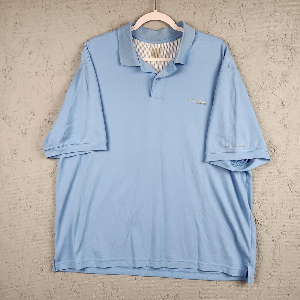 Columbia PFG Shirt Mens XL Blue Omni Shade Polo Fishing Lightweight Vented Work